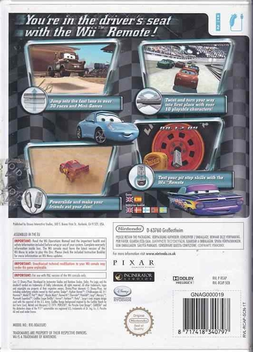 Disney Pixar Cars - Nintendo Wii (B Grade) (Genbrug)